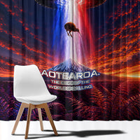 New Zealand Aotearoa Kiwi UFO Window Curtain Sci-Fi Galaxy Sunset Sky Tower And Mountain