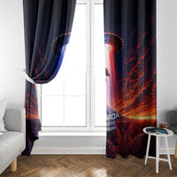 New Zealand Aotearoa Kiwi UFO Window Curtain Sci-Fi Galaxy Sunset Sky Tower And Mountain