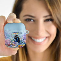 Fiji Taveuni Rainbow Reef AirPods Case Scuba Diver Vibrant Undersea Coral Garden Watercolor