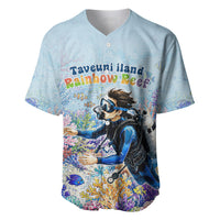 Fiji Taveuni Rainbow Reef Baseball Jersey Scuba Diver Vibrant Undersea Coral Garden Watercolor