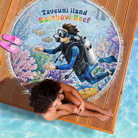 Fiji Taveuni Rainbow Reef Beach Blanket Scuba Diver Vibrant Undersea Coral Garden Watercolor