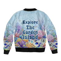 Fiji Taveuni Rainbow Reef Bomber Jacket Scuba Diver Vibrant Undersea Coral Garden Watercolor