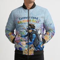 Fiji Taveuni Rainbow Reef Bomber Puffer Jacket Scuba Diver Vibrant Undersea Coral Garden Watercolor