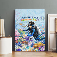 Fiji Taveuni Rainbow Reef Canvas Wall Art Scuba Diver Vibrant Undersea Coral Garden Watercolor