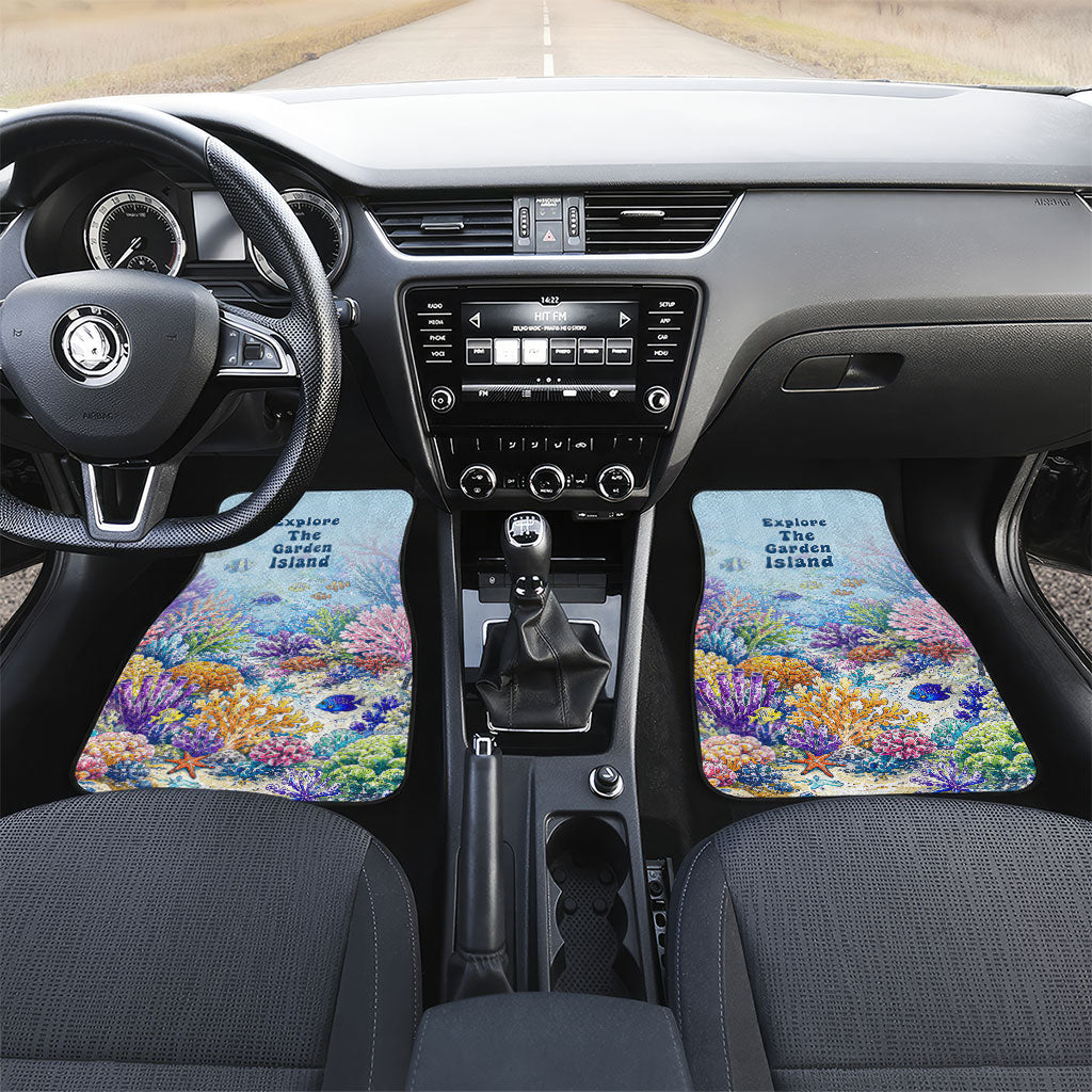 Fiji Taveuni Rainbow Reef Car Mats Scuba Diver Vibrant Undersea Coral Garden Watercolor