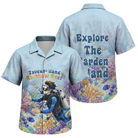Fiji Taveuni Rainbow Reef Family Matching Mermaid Dress and Hawaiian Shirt Scuba Diver Vibrant Undersea Coral Garden Watercolor
