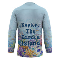 Fiji Taveuni Rainbow Reef Hockey Jersey Scuba Diver Vibrant Undersea Coral Garden Watercolor