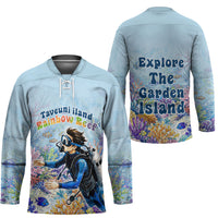 Fiji Taveuni Rainbow Reef Hockey Jersey Scuba Diver Vibrant Undersea Coral Garden Watercolor