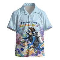 Fiji Taveuni Rainbow Reef Kid Hawaiian Shirt Scuba Diver Vibrant Undersea Coral Garden Watercolor