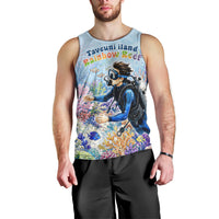 Fiji Taveuni Rainbow Reef Men Tank Top Scuba Diver Vibrant Undersea Coral Garden Watercolor