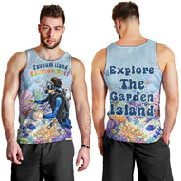 Fiji Taveuni Rainbow Reef Men Tank Top Scuba Diver Vibrant Undersea Coral Garden Watercolor