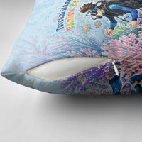Fiji Taveuni Rainbow Reef Pillow Cover Scuba Diver Vibrant Undersea Coral Garden Watercolor