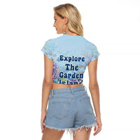 Fiji Taveuni Rainbow Reef Raglan Cropped T Shirt Scuba Diver Vibrant Undersea Coral Garden Watercolor