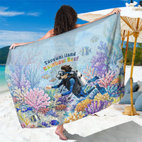 Fiji Taveuni Rainbow Reef Sarong Scuba Diver Vibrant Undersea Coral Garden Watercolor