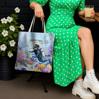 Fiji Taveuni Rainbow Reef Tote Bag Scuba Diver Vibrant Undersea Coral Garden Watercolor