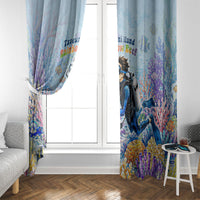 Fiji Taveuni Rainbow Reef Window Curtain Scuba Diver Vibrant Undersea Coral Garden Watercolor