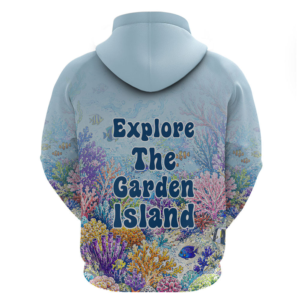 Fiji Taveuni Rainbow Reef Zip Hoodie Scuba Diver Vibrant Undersea Coral Garden Watercolor