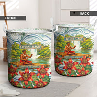Fiji Taveuni Island Dateline Crossing Laundry Basket Tropical Cultural Landscape With Tagimoucia Floral Pattern