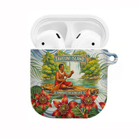 Fiji Taveuni Island Dateline Crossing AirPods Case Tropical Cultural Landscape With Tagimoucia Floral Pattern