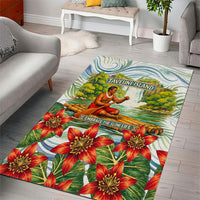 Fiji Taveuni Island Dateline Crossing Area Rug Tropical Cultural Landscape With Tagimoucia Floral Pattern