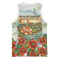 Fiji Taveuni Island Dateline Crossing Basketball Jersey Tropical Cultural Landscape With Tagimoucia Floral Pattern