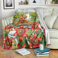 Fiji Taveuni Island Dateline Crossing Blanket Tropical Cultural Landscape With Tagimoucia Floral Pattern