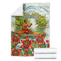 Fiji Taveuni Island Dateline Crossing Blanket Tropical Cultural Landscape With Tagimoucia Floral Pattern