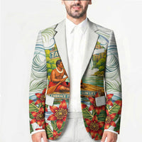 Fiji Taveuni Island Dateline Crossing Blazer Tropical Cultural Landscape With Tagimoucia Floral Pattern