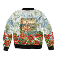 Fiji Taveuni Island Dateline Crossing Bomber Jacket Tropical Cultural Landscape With Tagimoucia Floral Pattern