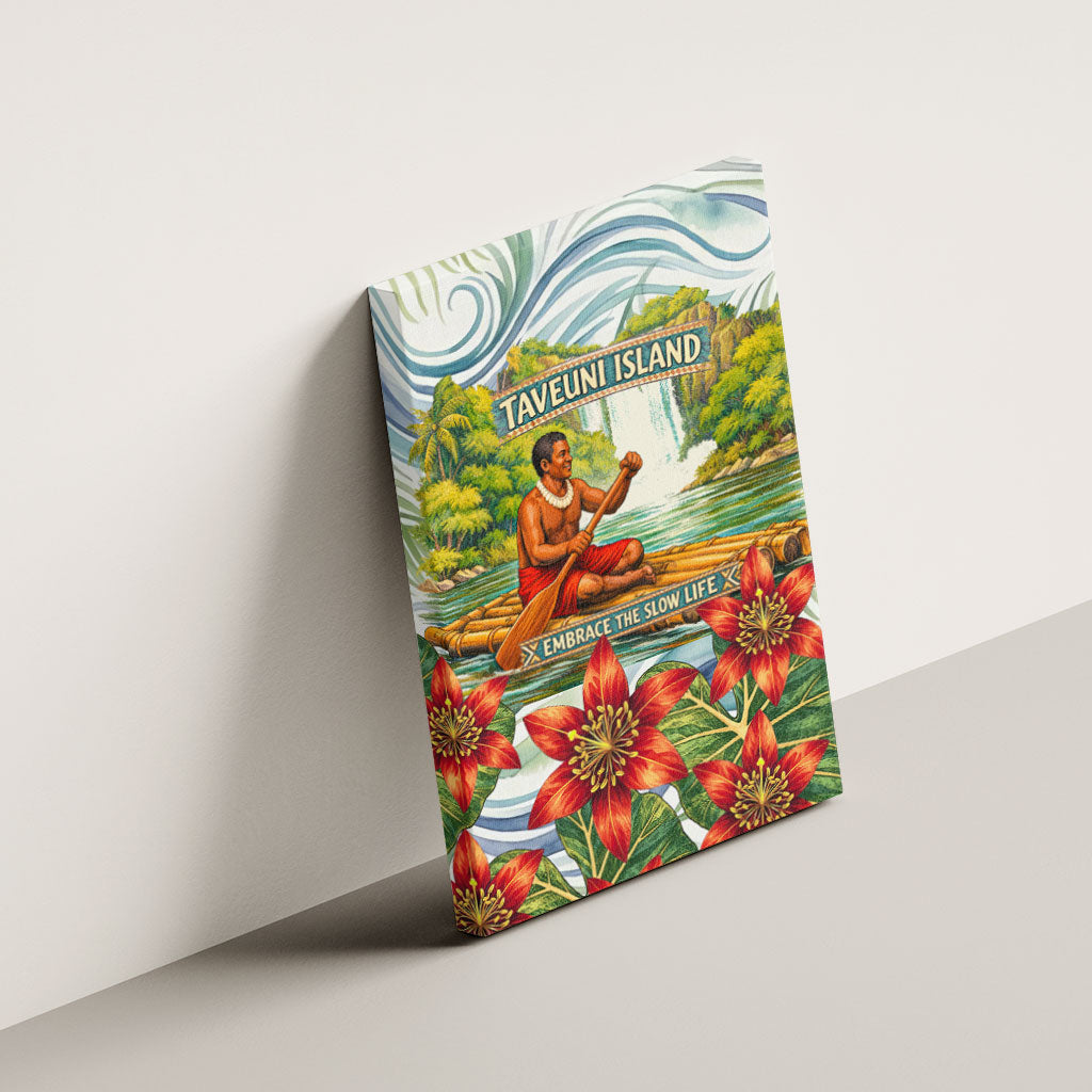 Fiji Taveuni Island Dateline Crossing Canvas Wall Art Tropical Cultural Landscape With Tagimoucia Floral Pattern