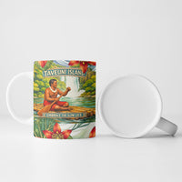 Fiji Taveuni Island Dateline Crossing Ceramic Mug Tropical Cultural Landscape With Tagimoucia Floral Pattern