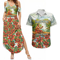 Fiji Taveuni Island Dateline Crossing Couples Matching Summer Maxi Dress and Hawaiian Shirt Tropical Cultural Landscape With Tagimoucia Floral Pattern