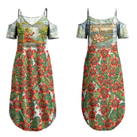 Fiji Taveuni Island Dateline Crossing Couples Matching Summer Maxi Dress and Hawaiian Shirt Tropical Cultural Landscape With Tagimoucia Floral Pattern
