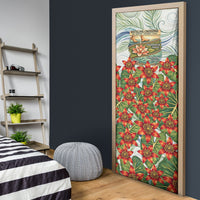 Fiji Taveuni Island Dateline Crossing Door Cover Tropical Cultural Landscape With Tagimoucia Floral Pattern