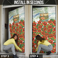 Fiji Taveuni Island Dateline Crossing Door Cover Tropical Cultural Landscape With Tagimoucia Floral Pattern
