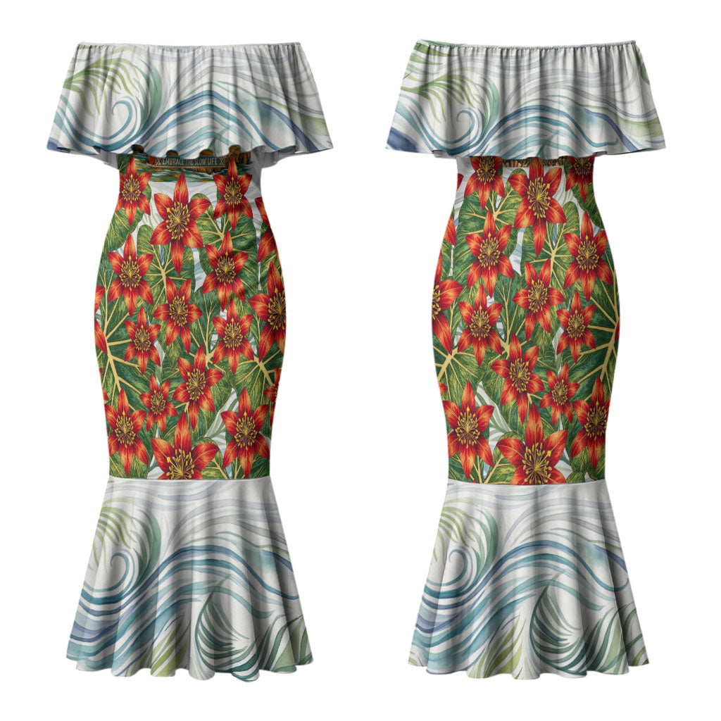 Fiji Taveuni Island Dateline Crossing Family Matching Mermaid Dress and Hawaiian Shirt Tropical Cultural Landscape With Tagimoucia Floral Pattern