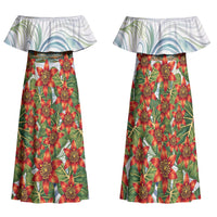 Fiji Taveuni Island Dateline Crossing Family Matching Off Shoulder Maxi Dress and Hawaiian Shirt Tropical Cultural Landscape With Tagimoucia Floral Pattern