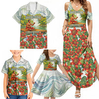 Fiji Taveuni Island Dateline Crossing Family Matching Summer Maxi Dress and Hawaiian Shirt Tropical Cultural Landscape With Tagimoucia Floral Pattern