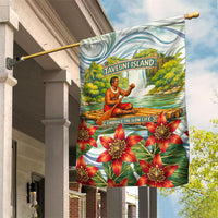 Fiji Taveuni Island Dateline Crossing Garden Flag Tropical Cultural Landscape With Tagimoucia Floral Pattern