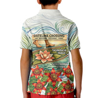 Fiji Taveuni Island Dateline Crossing Kid Polo Shirt Tropical Cultural Landscape With Tagimoucia Floral Pattern