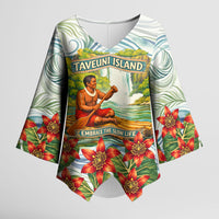 Fiji Taveuni Island Dateline Crossing Kimono Sleeve Blouse Tropical Cultural Landscape With Tagimoucia Floral Pattern