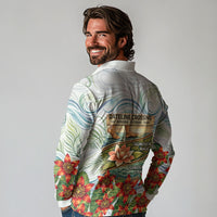 Fiji Taveuni Island Dateline Crossing Long Sleeve Polo Shirt Tropical Cultural Landscape With Tagimoucia Floral Pattern