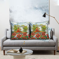 Fiji Taveuni Island Dateline Crossing Pillow Cover Tropical Cultural Landscape With Tagimoucia Floral Pattern