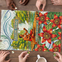 Fiji Taveuni Island Dateline Crossing Puzzle Tropical Cultural Landscape With Tagimoucia Floral Pattern