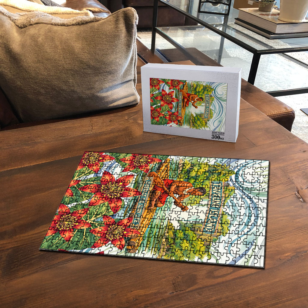 Fiji Taveuni Island Dateline Crossing Puzzle Tropical Cultural Landscape With Tagimoucia Floral Pattern