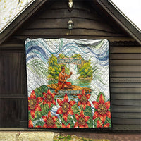 Fiji Taveuni Island Dateline Crossing Quilt Tropical Cultural Landscape With Tagimoucia Floral Pattern