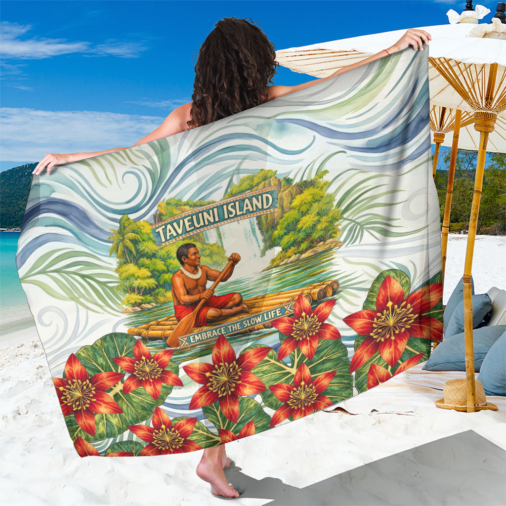 Fiji Taveuni Island Dateline Crossing Sarong Tropical Cultural Landscape With Tagimoucia Floral Pattern
