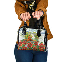 Fiji Taveuni Island Dateline Crossing Shoulder Handbag Tropical Cultural Landscape With Tagimoucia Floral Pattern