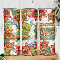 Fiji Taveuni Island Dateline Crossing Skinny Tumbler Tropical Cultural Landscape With Tagimoucia Floral Pattern