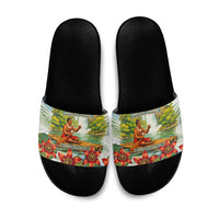 Fiji Taveuni Island Dateline Crossing Slide Sandals Tropical Cultural Landscape With Tagimoucia Floral Pattern